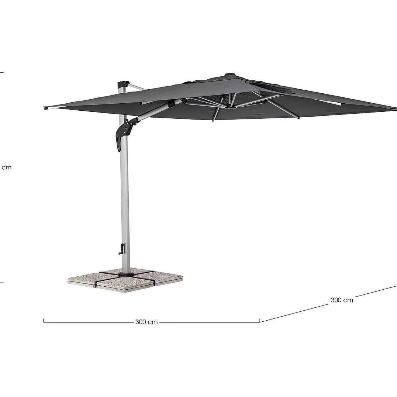 mutoni lifestyle Ampelschirm Aries Grau 300X300> Freiarmschirme