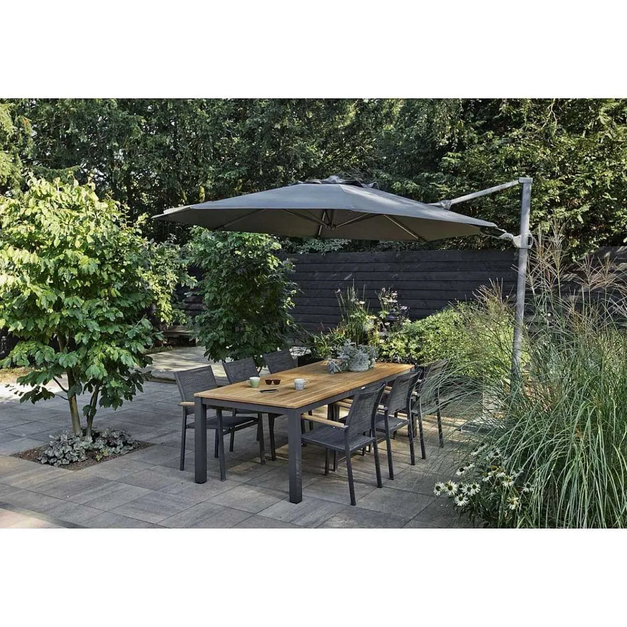 mutoni living Ampelschirm Roma Anthrazit 350X350> Freiarmschirme