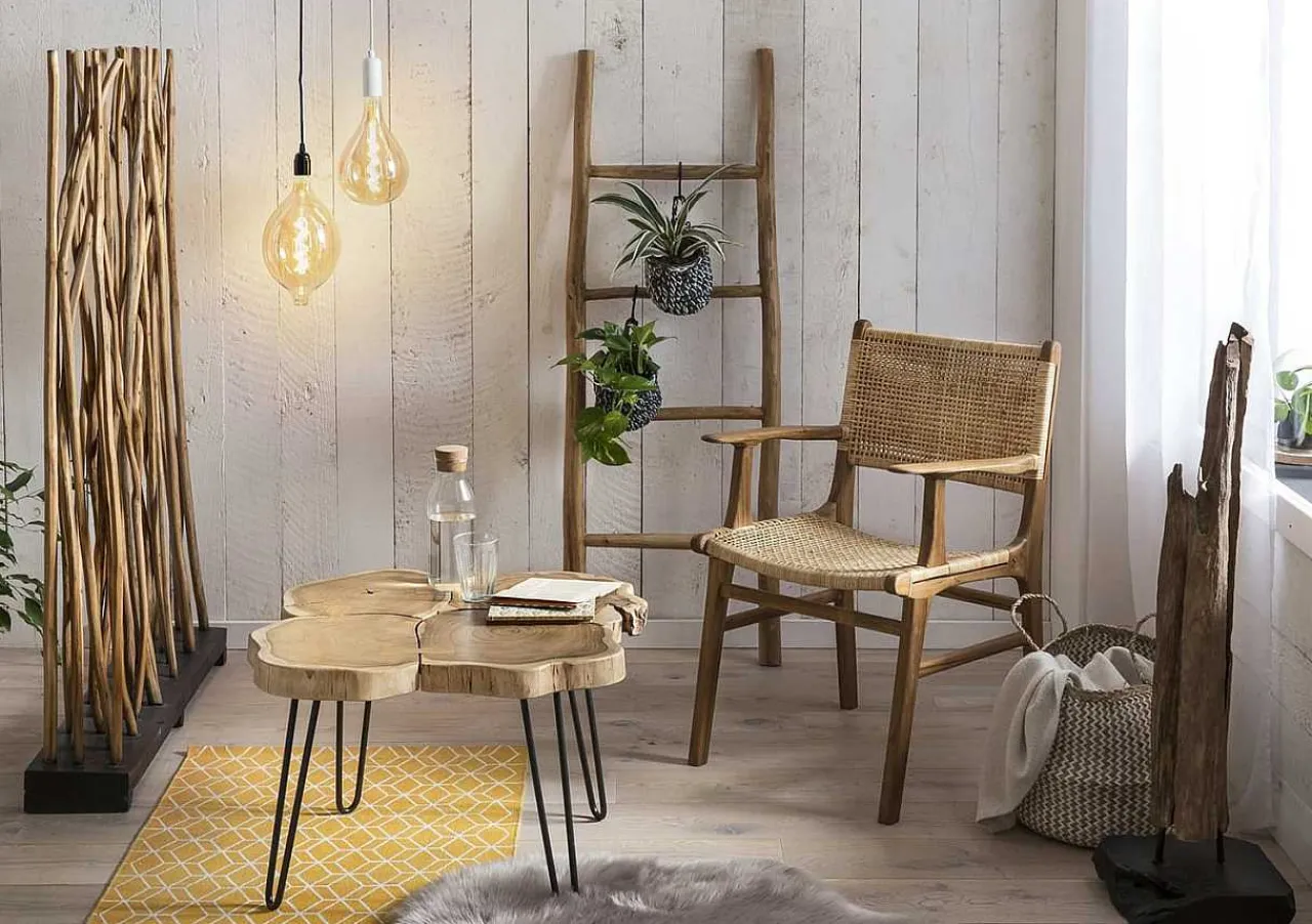mutoni sweet home Armlehnstuhl Rattan Teak Natur> Holzstühle