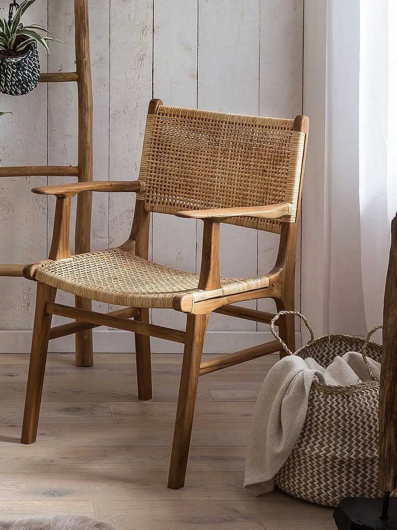 mutoni sweet home Armlehnstuhl Rattan Teak Natur> Holzstühle