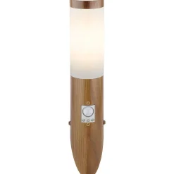 mutoni light Aussenleuchte Boston Edelstahl 1Xe27 Holzoptik Opal 8X8X41> Wandleuchten Aussen