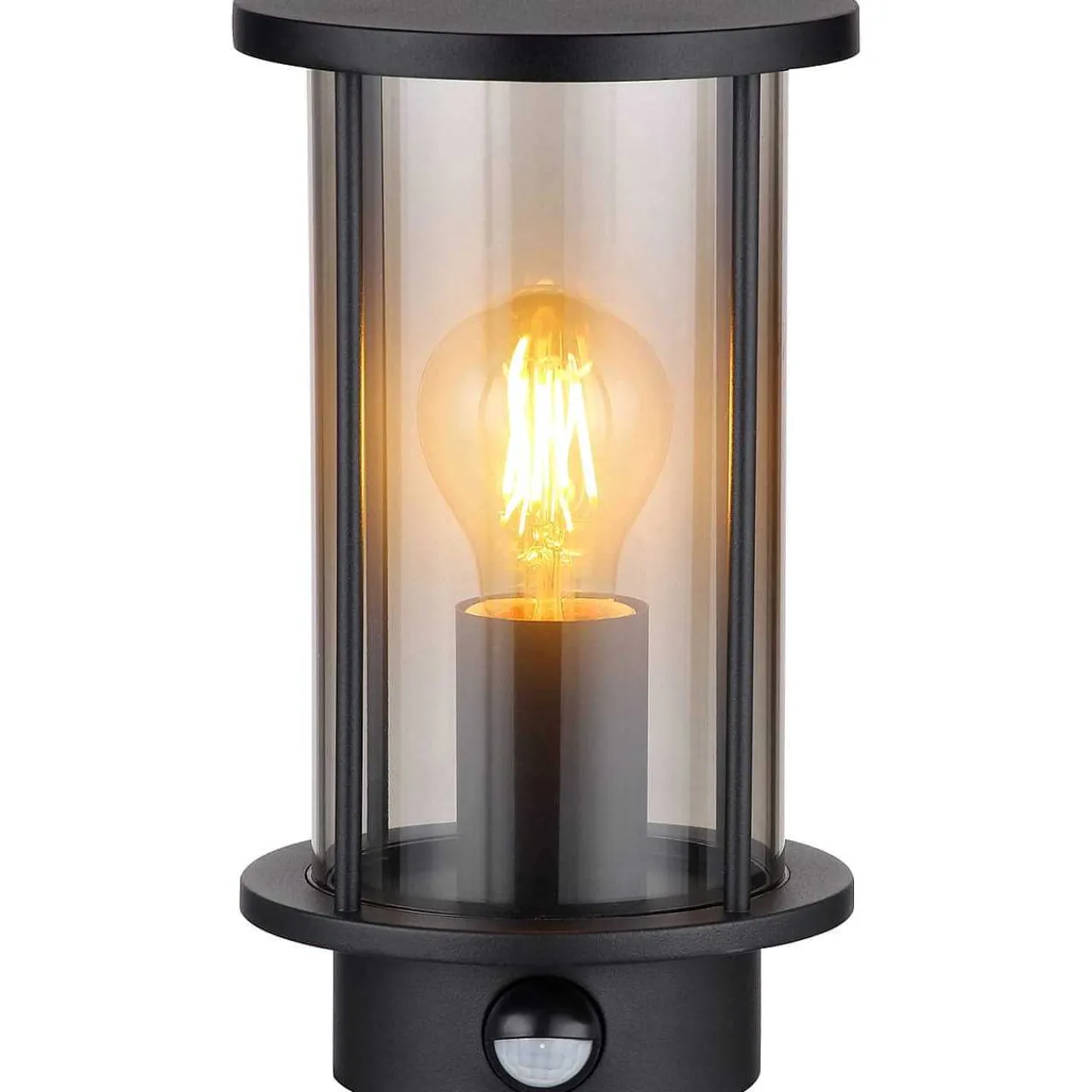 mutoni light Aussenleuchte Gracey Edelstahl Glas Schwarz Matt 1Xe27> Wandleuchten Aussen