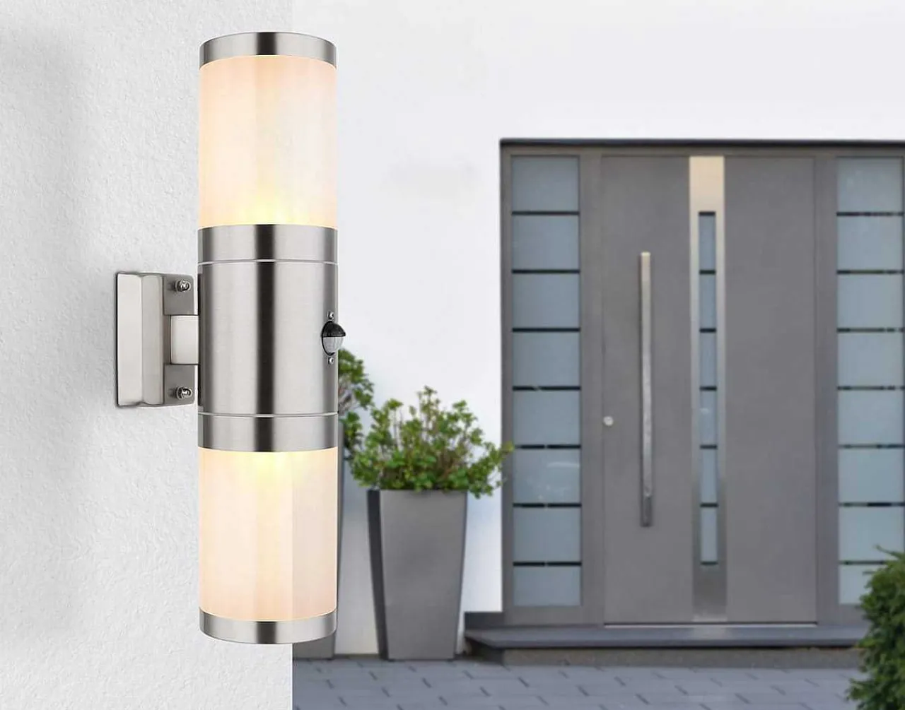mutoni light Aussenleuchte Xeloo Edelstahl Silber Glanzend 2Xe27> Wandleuchten Aussen