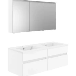 KISS Badezimmerset Mit Spiegelschrank Polarweiss Doppel 120><noscript><img width=
