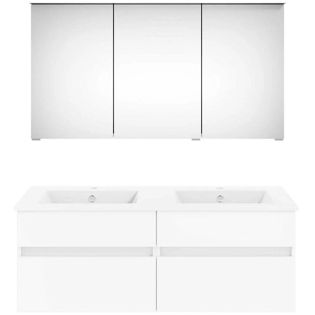 KISS Badezimmerset Mit Spiegelschrank Polarweiss Doppel 120> Badezimmermöbel-Sets