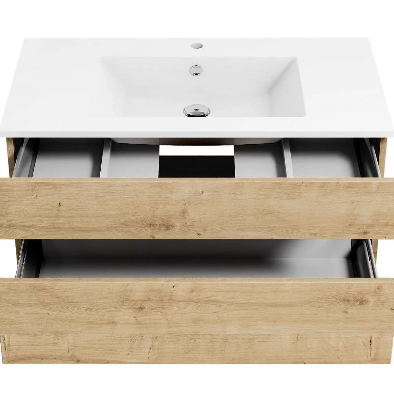 KISS Badezimmerset Mit Spiegelschrank Eiche Natur 90> Badezimmermöbel-Sets