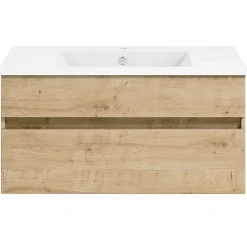 KISS Badezimmerset Mit Spiegelschrank Eiche Natur 90><noscript><img width=