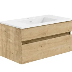 KISS Badezimmerset Mit Spiegelschrank Eiche Natur 90><noscript><img width=