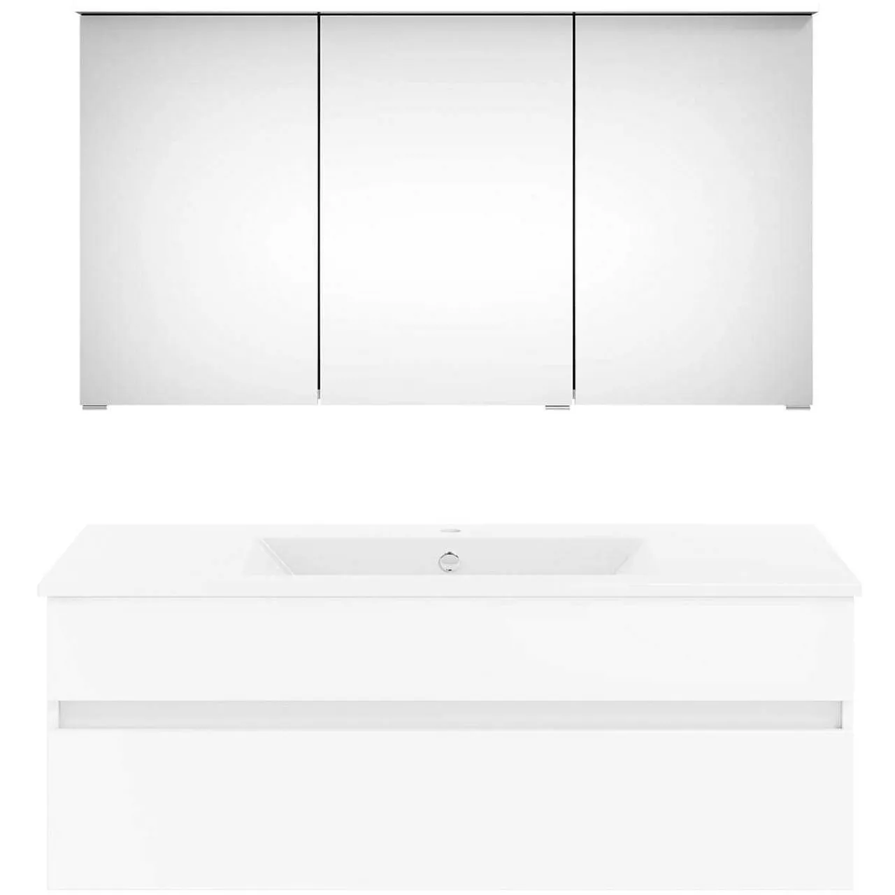 KISS Badezimmerset Mit Spiegelschrank Polarweiss 120> Badezimmermöbel-Sets