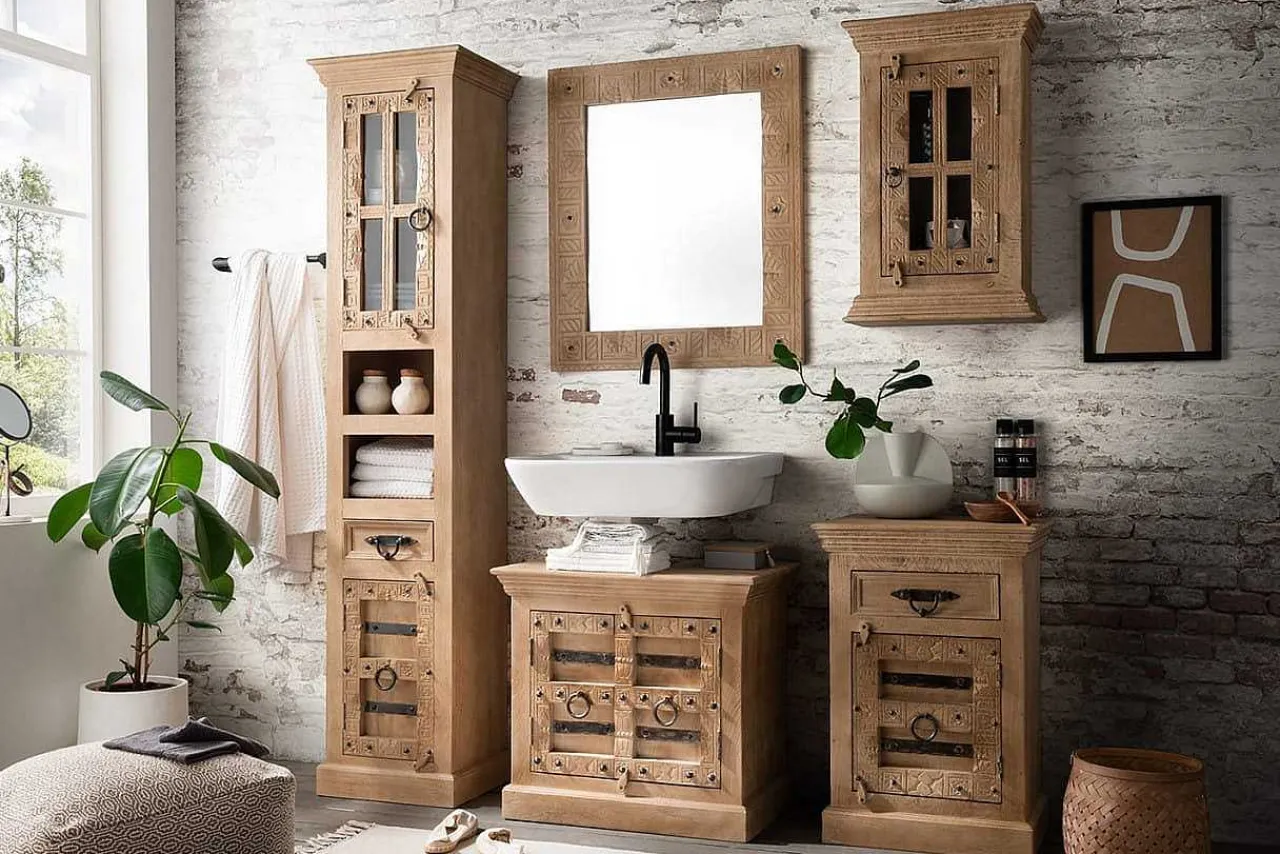 mutoni sweet home Badezimmer-Set Zoprax Mangoholz Natur (5-Tlg)> Badezimmermöbel-Sets