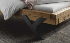 mutoni exquisite Balkenbett Unique Mit Holzkopfteil Y-Bein Metall><noscript><img width=