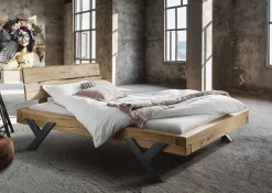mutoni exquisite Balkenbett Unique Mit Holzkopfteil Y-Bein Metall><noscript><img width=