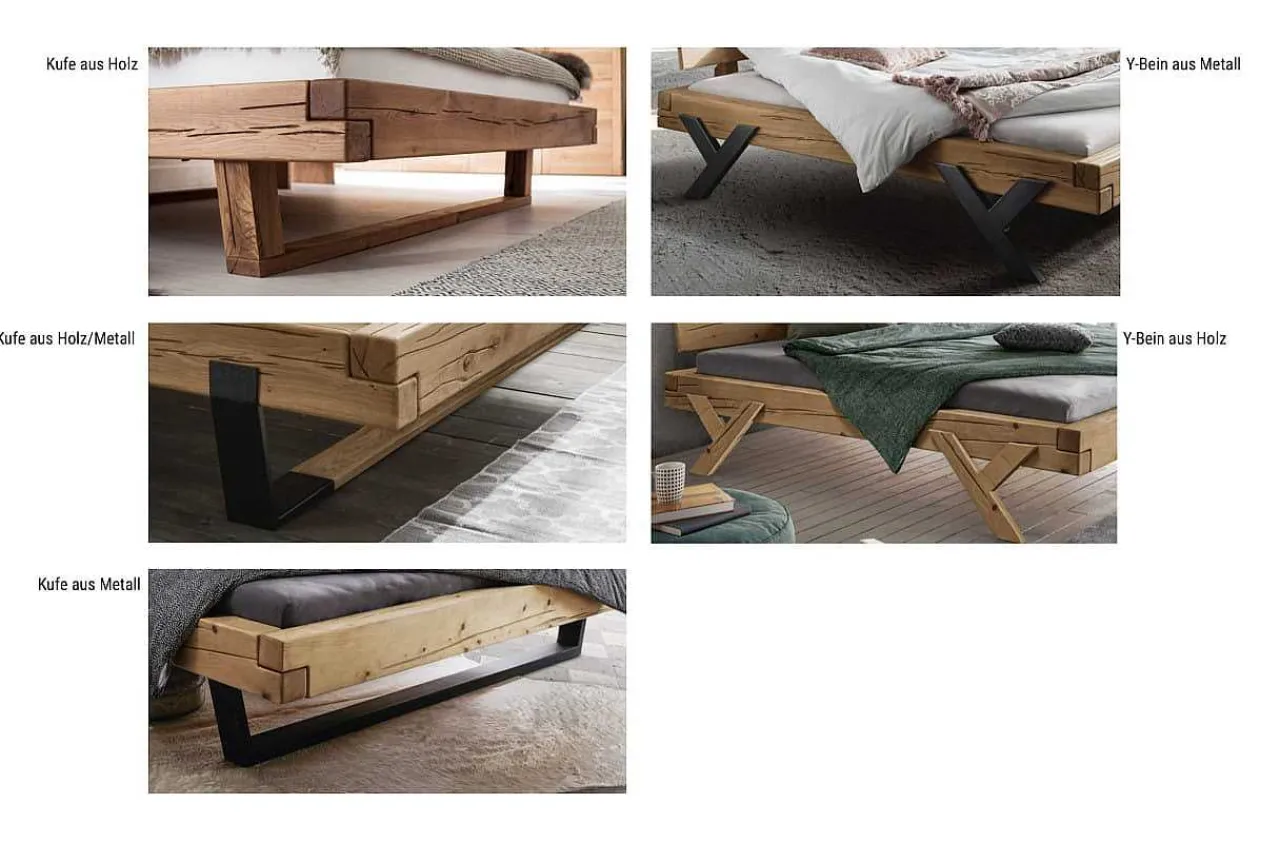 mutoni exquisite Balkenbett Unique Ohne Kopfteil Kufe Holz> Betten