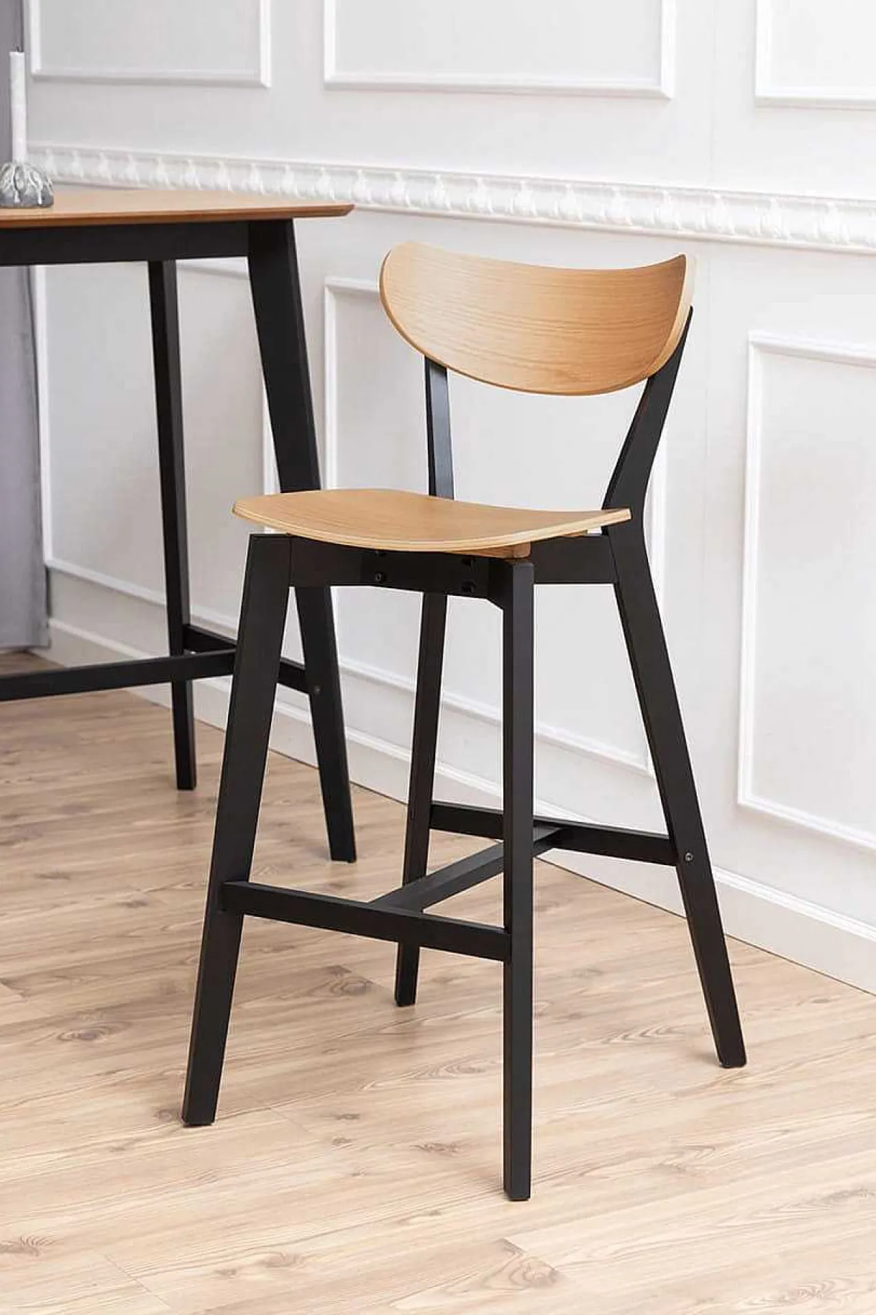 mutoni scandi Barhocker Enrico Rubberwood Natur Schwarz 105 (1 Stuck)> Barhocker & Barstühle