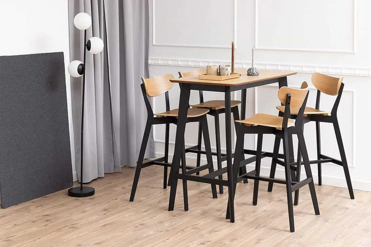 mutoni scandi Barhocker Enrico Rubberwood Natur Schwarz 105 (1 Stuck)> Barhocker & Barstühle