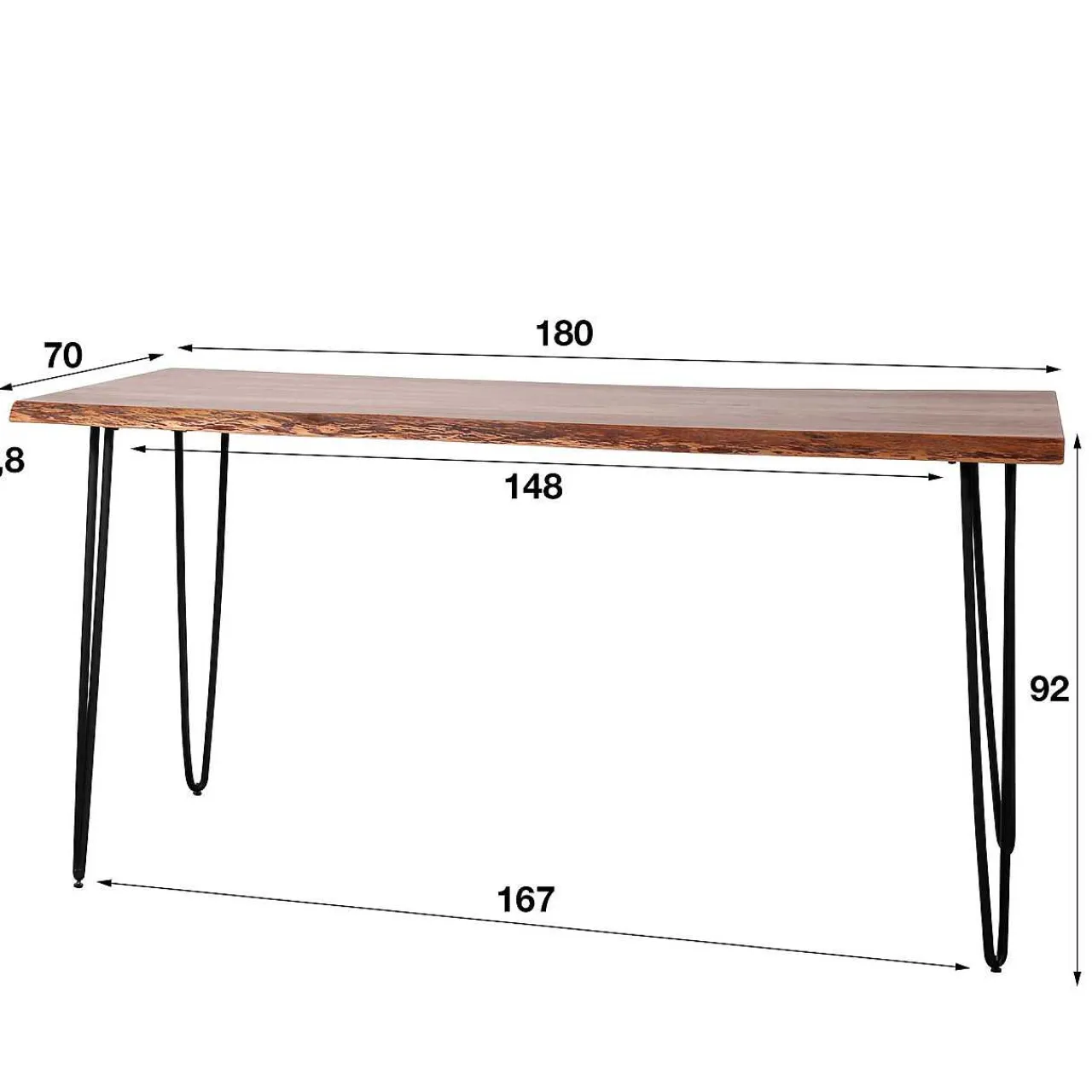 mutoni industrial Bartisch Edge 180 Akazie Massiv Natur> Bartische