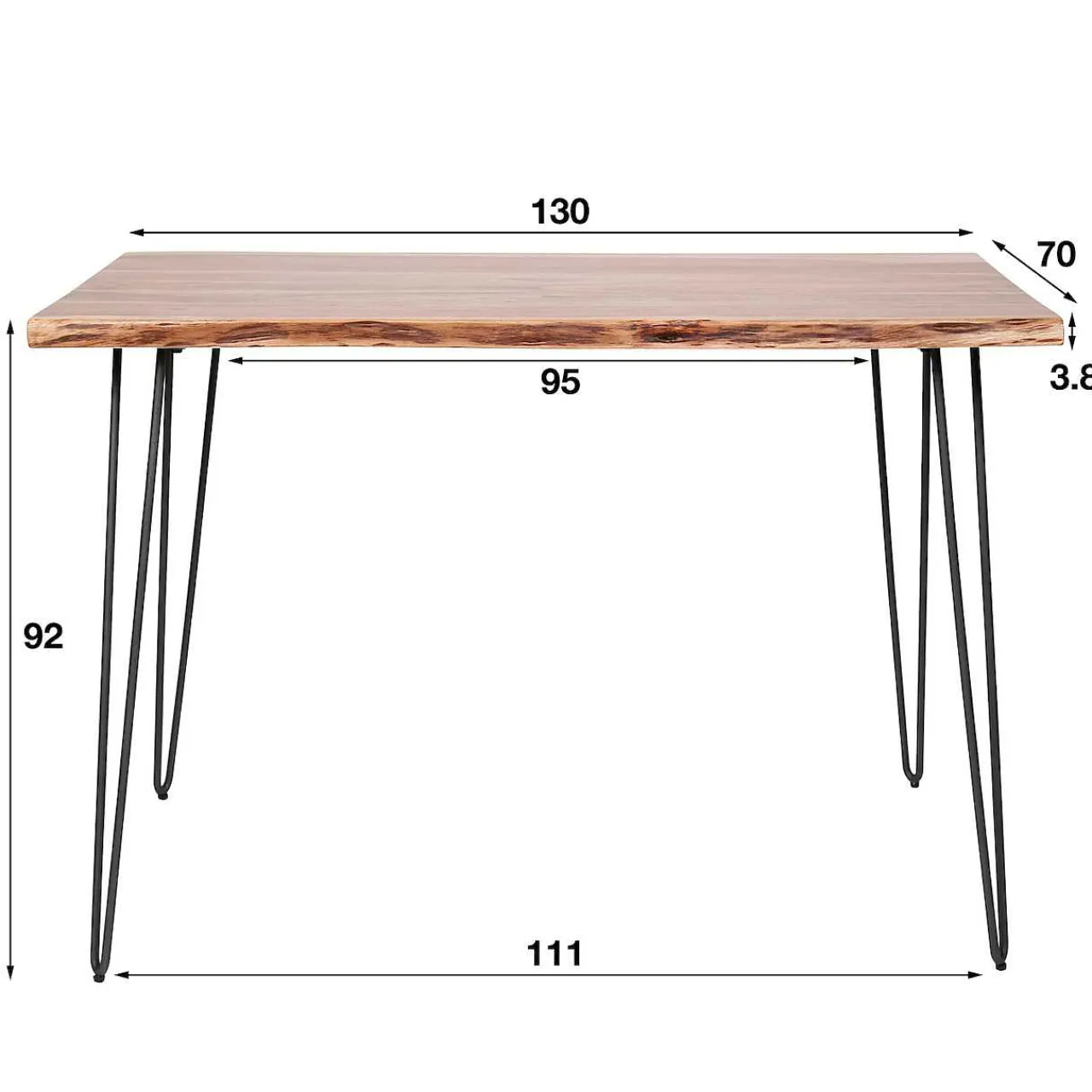 mutoni industrial Bartisch Edge Akazie Natur 130> Bartische