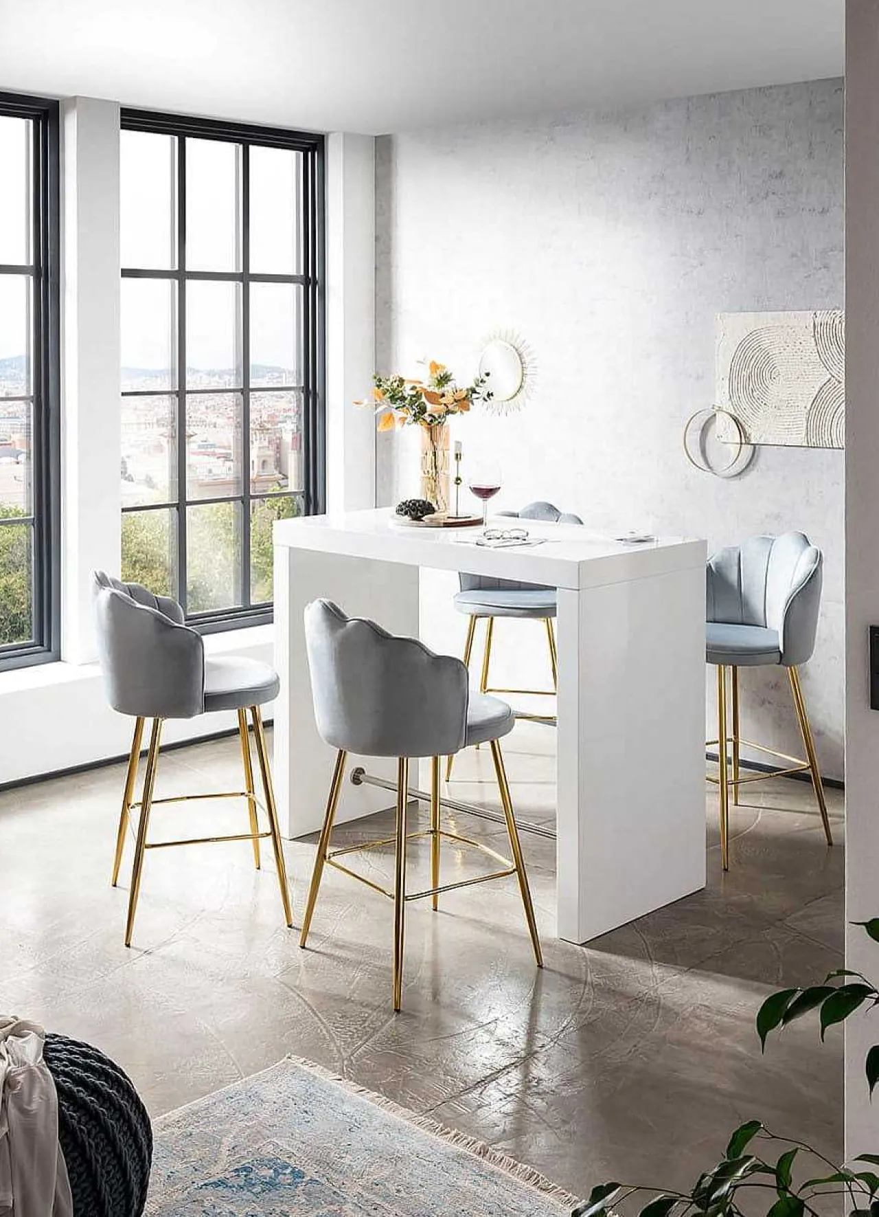 mutoni casual Bartisch Snubnit Weiss Chrom 130> Bartische