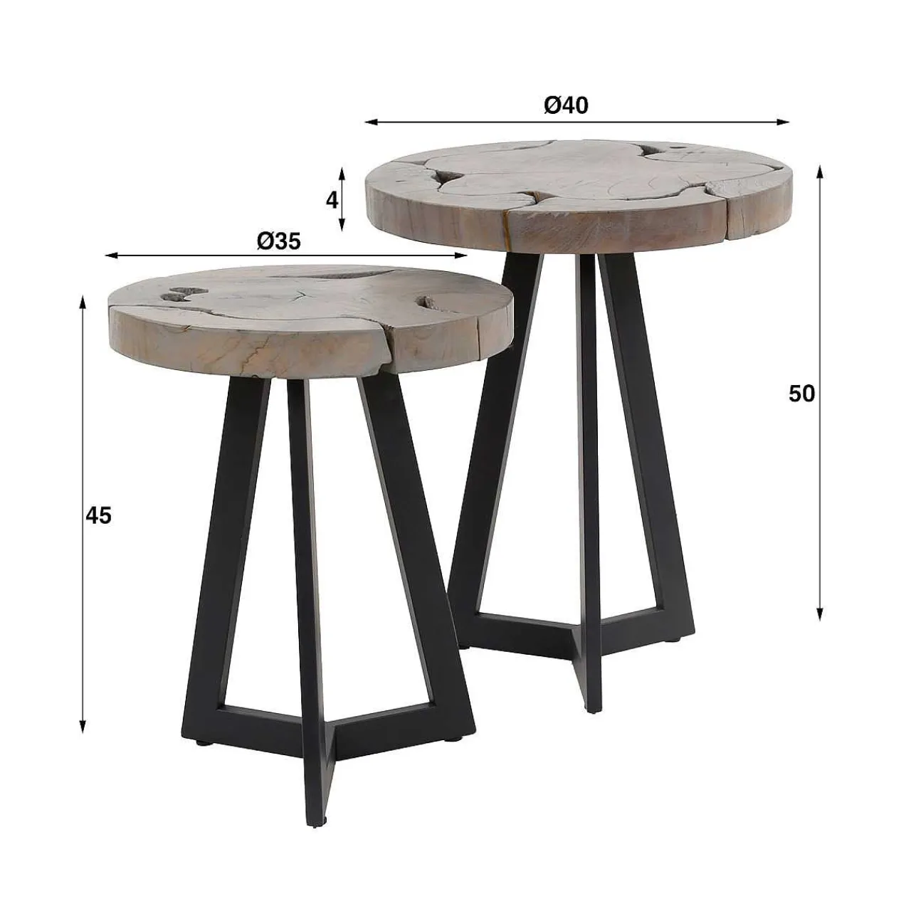 mutoni industrial Beistelltisch Grey Mix (2Er-Set)> Beistelltische