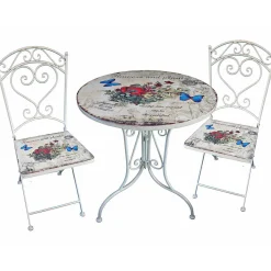mutoni pleasure Bistro-Set Floral Stahl Altweiss><noscript><img width=