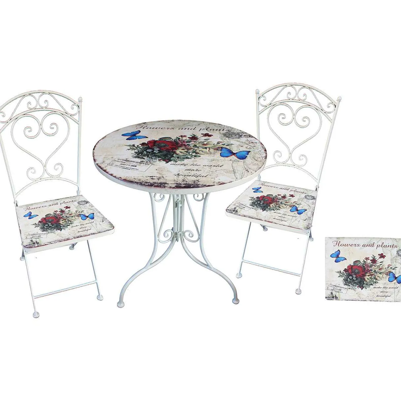mutoni pleasure Bistro-Set Floral Stahl Altweiss> Balkon-Sets