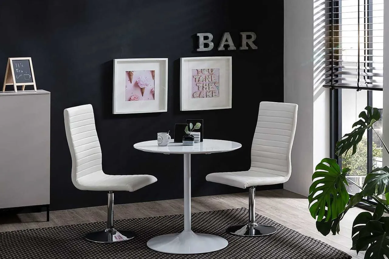 mutoni casual Bistrotisch Rund Weiss Hochglanz 80X80Cm> Bistrotische