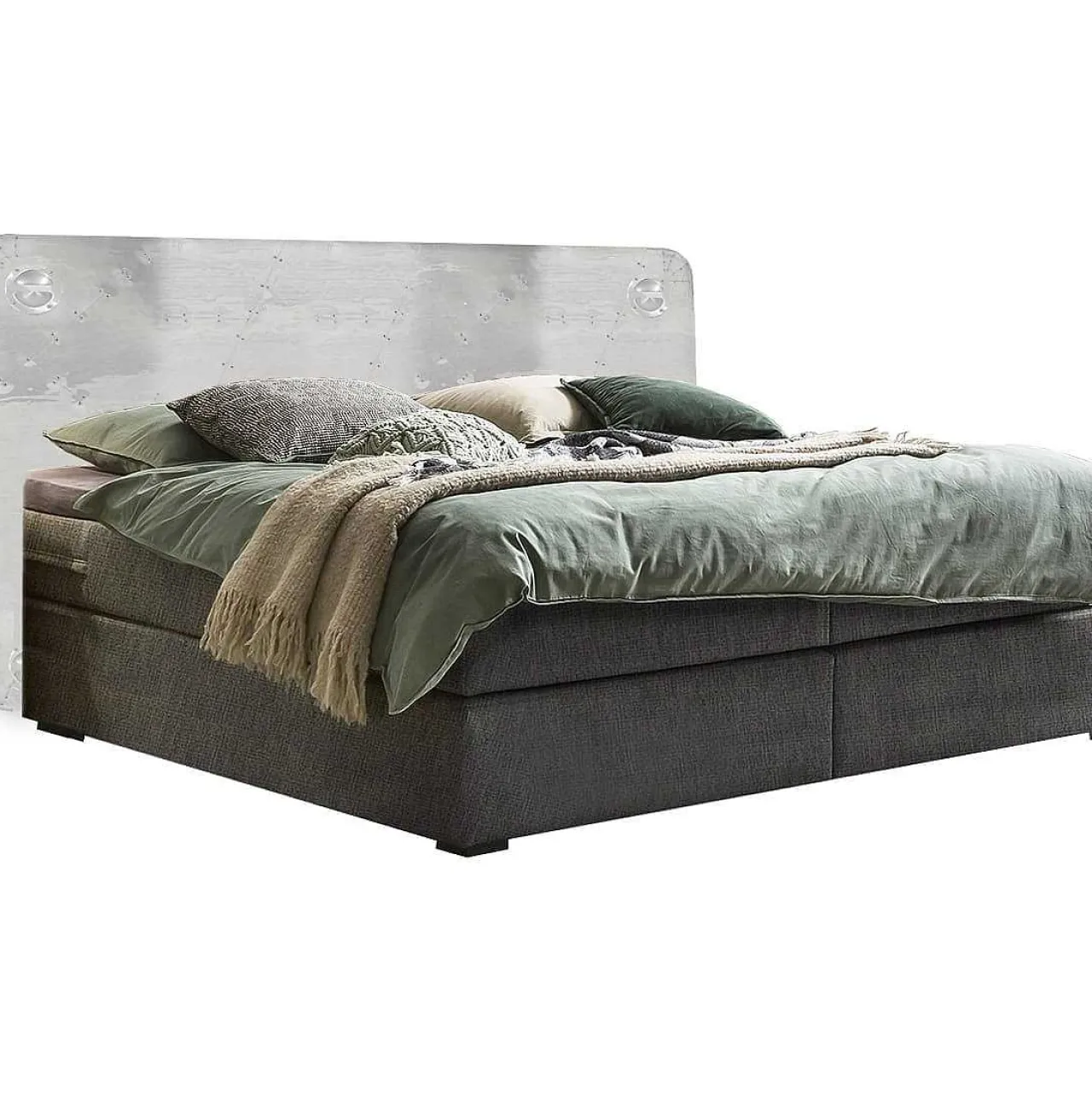 mutoni sweet home Boxspringbett Mit Kopfteil Aero Dunkelgrau 220> Betten