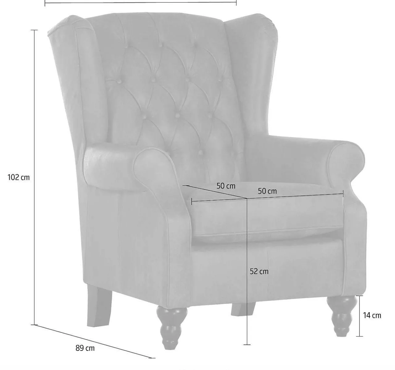 mutoni prime Chesterfield Ohrensessel Chelsea Braun> Ohrensessel