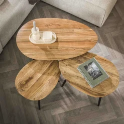 mutoni industrial Couchtisch Organic Akazie Natur (3Er-Set)><noscript><img width=