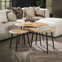 mutoni industrial Couchtisch Organic Akazie Natur (3Er-Set)><noscript><img width=