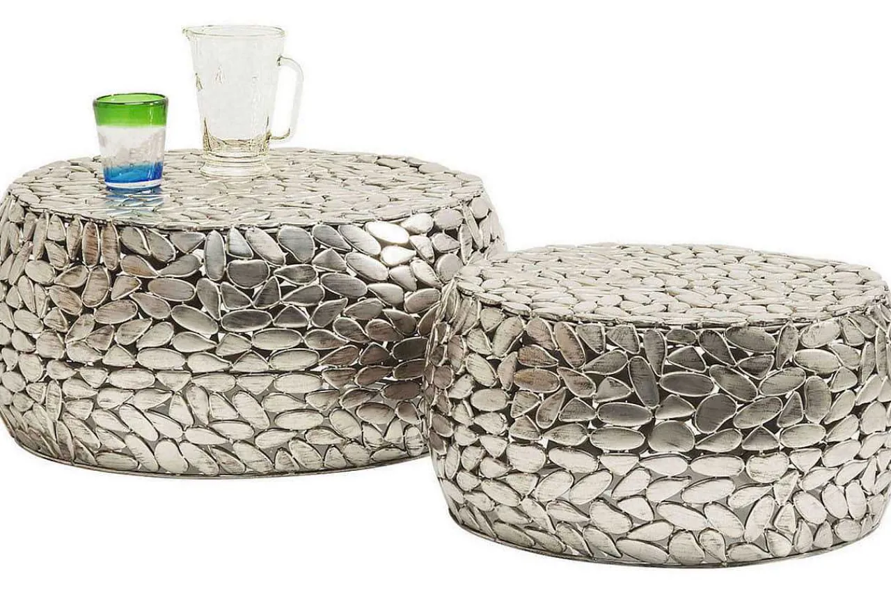KARE Design Couchtisch Pebbles Deluxe Silber (2/Set)> Couchtische