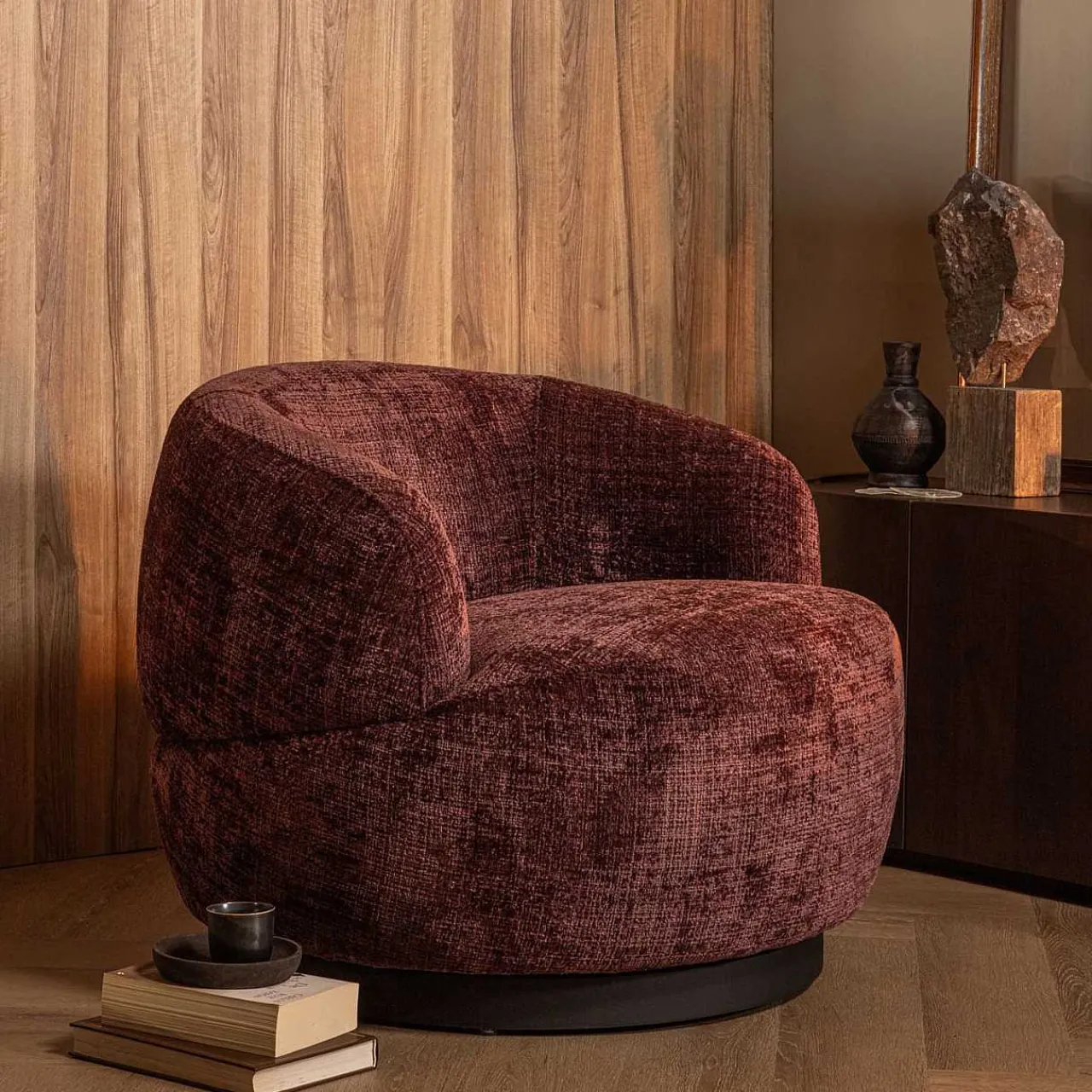 mutoni living Drehsessel Woolly Aubergine> Design Sessel