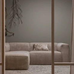 mutoni living Ecksofa Bean Links Hefty Ribcord Travertin 254X178> Ecksofas