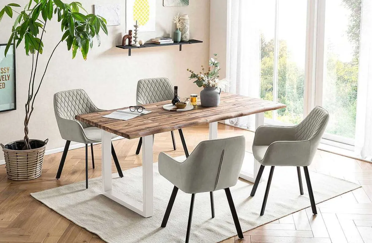 mutoni casual Essgruppe Dining I Massivholz Akazie Natur Beige 180 (5-Tlg.)> Essgruppen