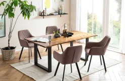 mutoni casual Essgruppe Dining I Massivholz Akazie Cognac Braun 160 (5-Tlg.)><noscript><img width=