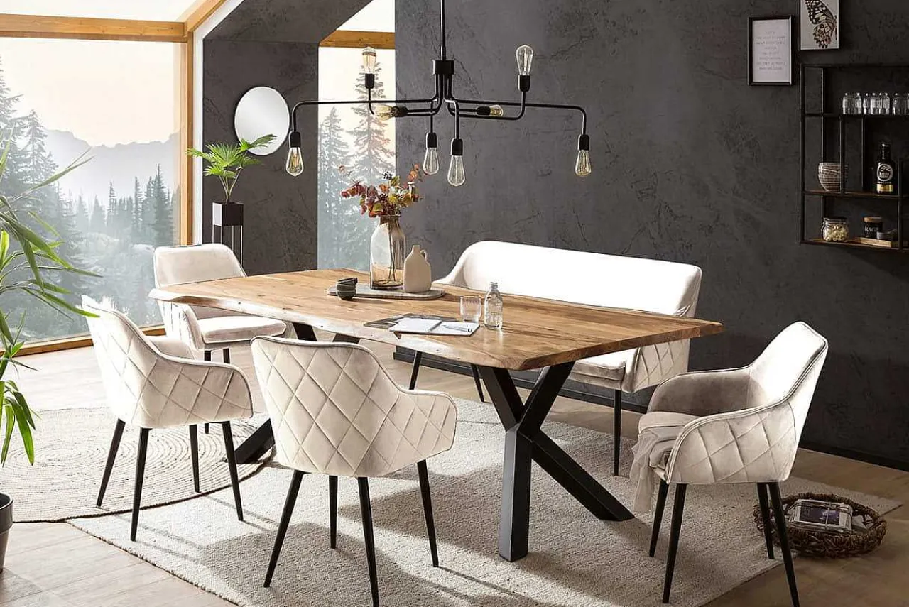 mutoni casual Essgruppe Forestal Massivholz Akazie Natur Creme 200 (6-Tlg.)> Essgruppen