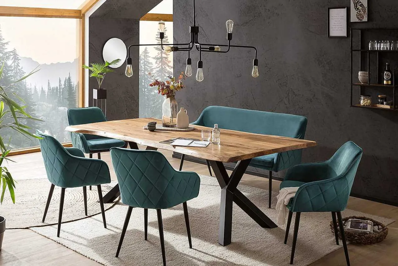 mutoni casual Essgruppe Forestal Massivholz Akazie Natur Tannengrun 200 (6-Tlg.)> Essgruppen