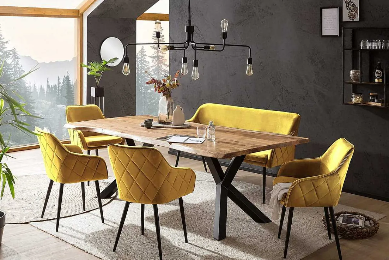 mutoni casual Essgruppe Forestal Massivholz Akazie Natur Senfgelb 200 (6-Tlg.)> Essgruppen