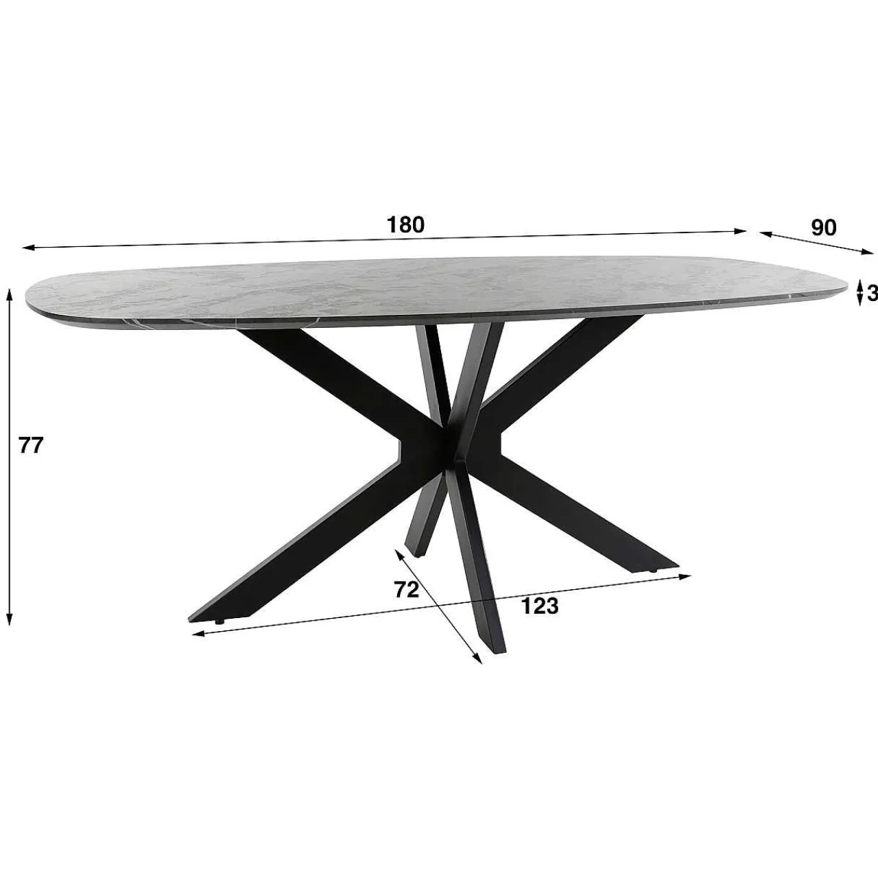 mutoni industrial Esstisch Denmark Oval Marmoroptik 180X90> Esstische