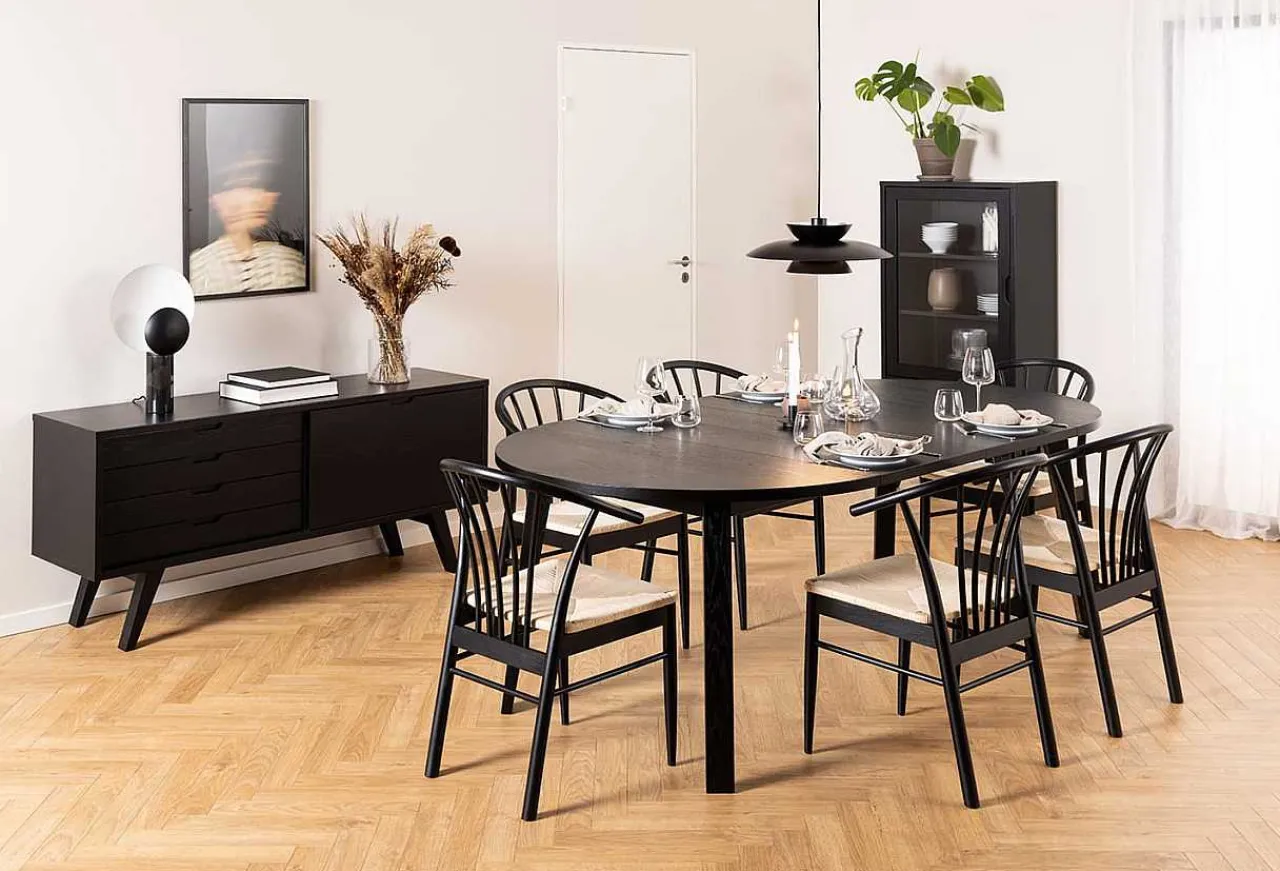 mutoni scandi Esstisch Upsala Schwarz 120-220X120> Esstische