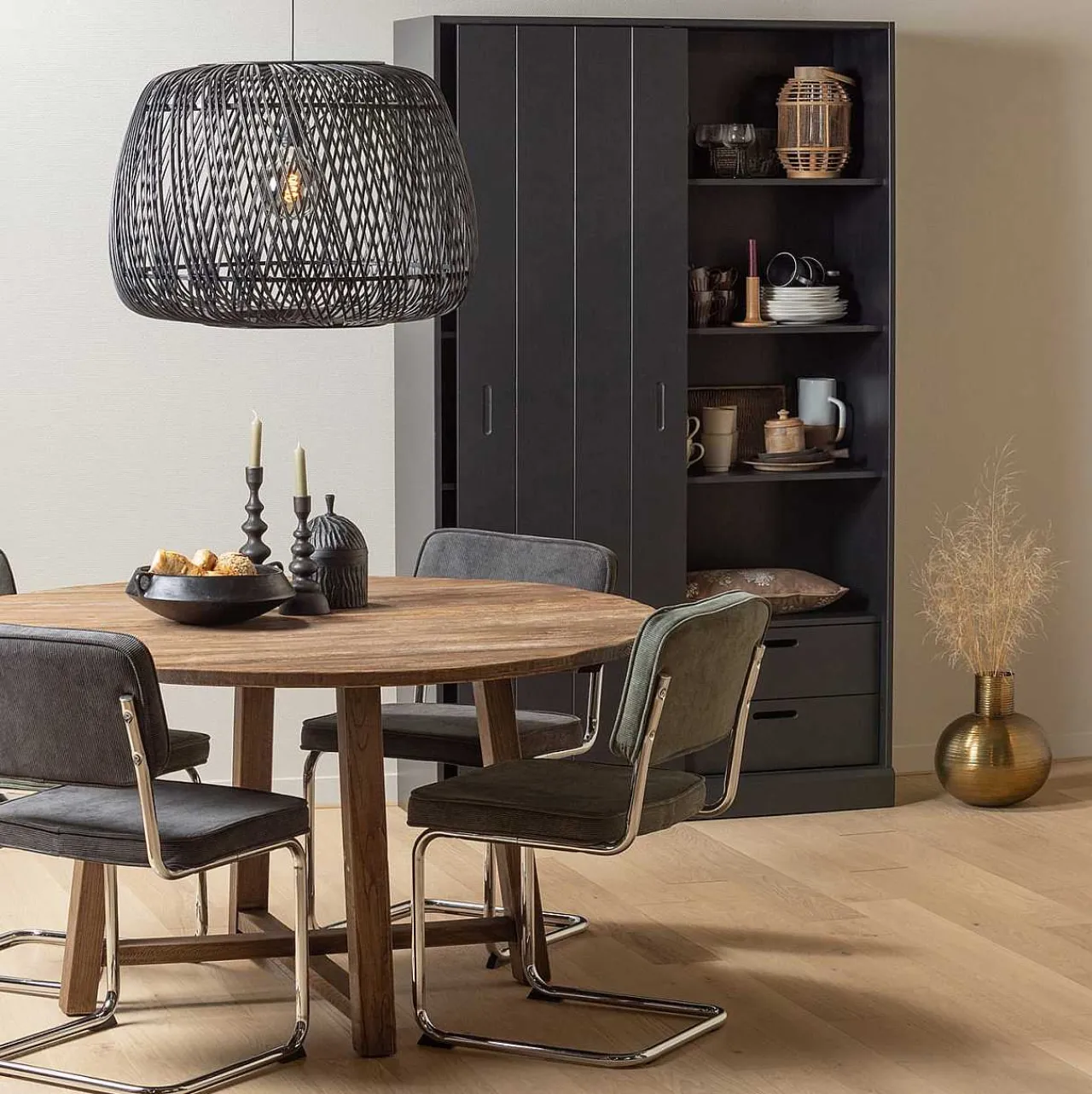 mutoni living Esszimmerstuhl Corduroy Ribcord Anthrazit> Freischwinger
