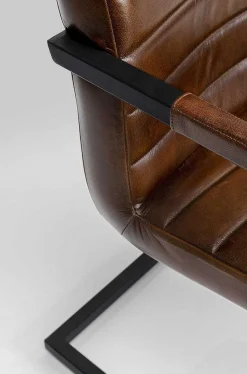 KARE Design Freischwinger Lola Leder Braun> Freischwinger