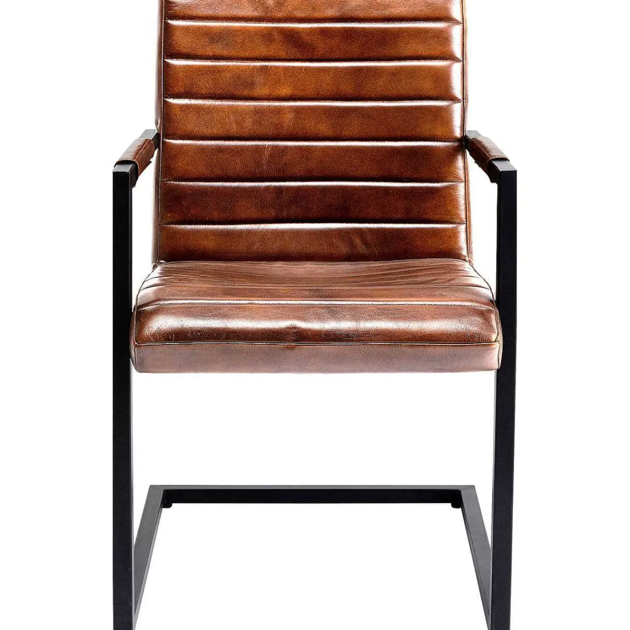 KARE Design Freischwinger Lola Leder Braun> Freischwinger