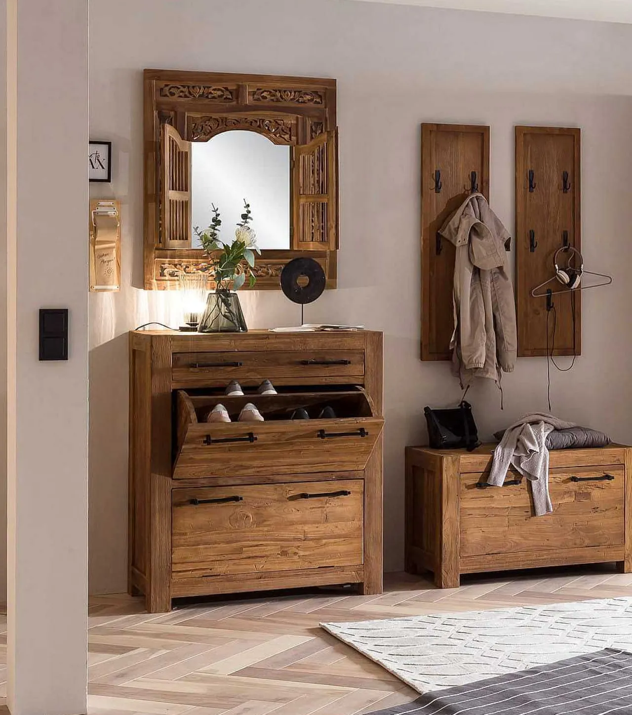 mutoni sweet home Garderoben-Set Rustique Natur (5-Tlg)> Garderobenmöbel-Sets