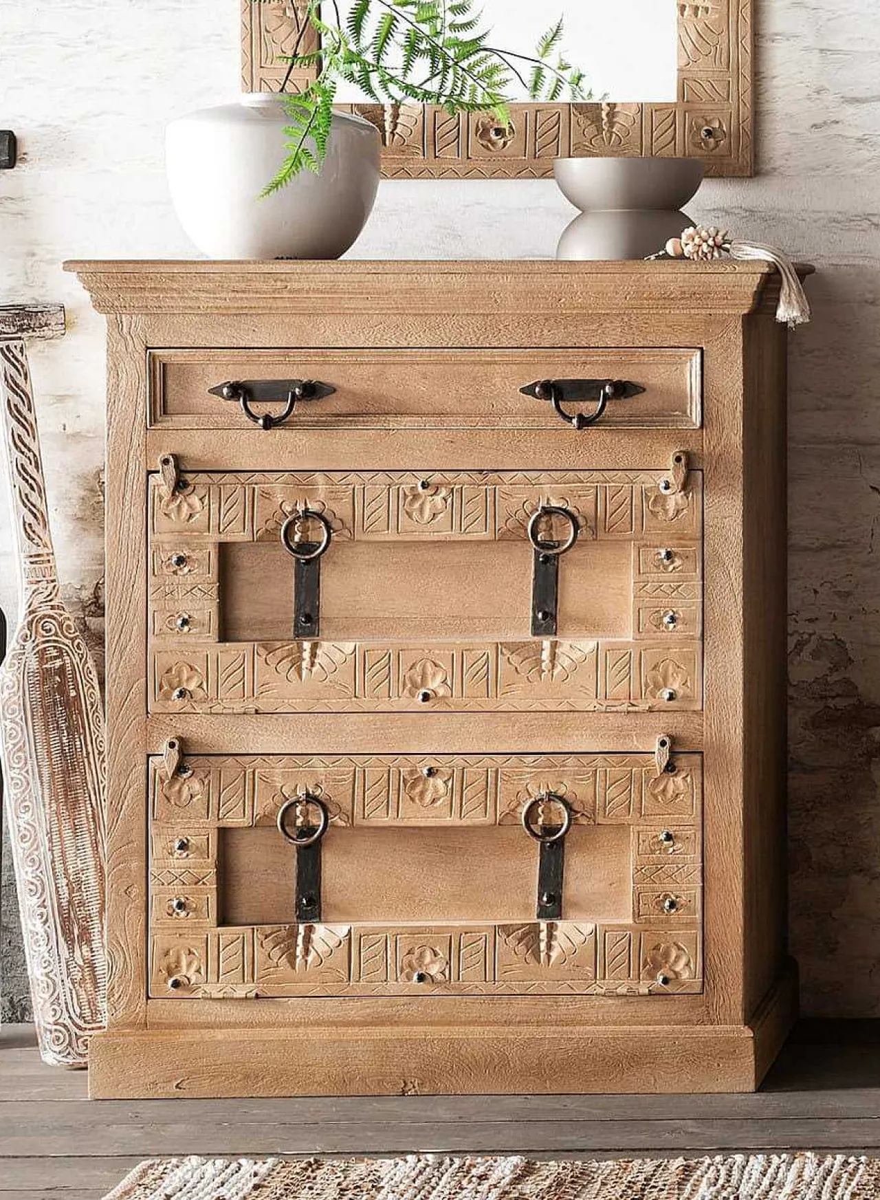 mutoni sweet home Garderoben-Set Zoprax Mangoholz Natur (5-Tlg)> Garderobenmöbel-Sets