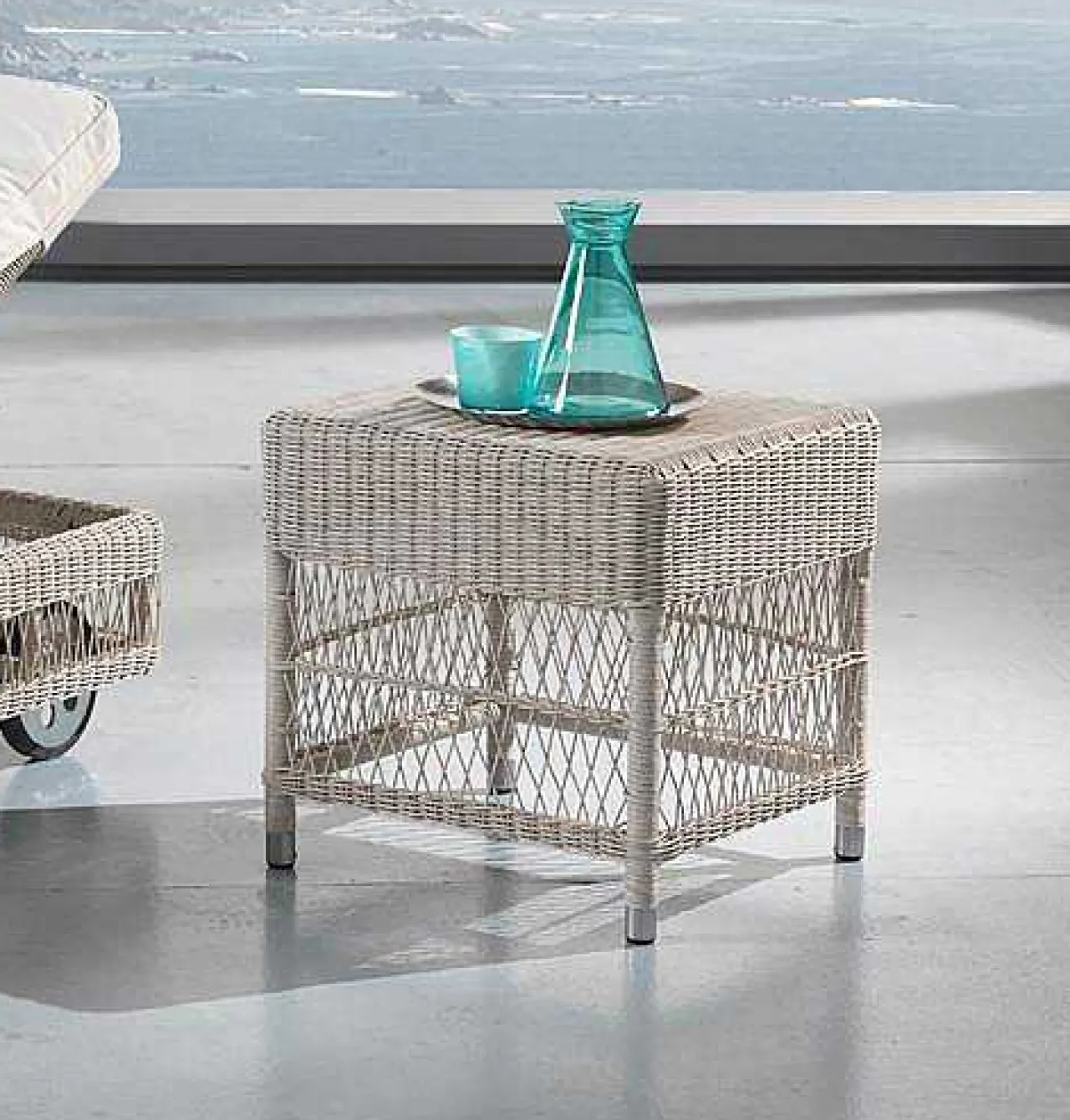 mutoni ethnic Garten Beistelltisch Camille Polyrattan Bianco Wash 45X45> Garten Couchtische Und Beistelltische