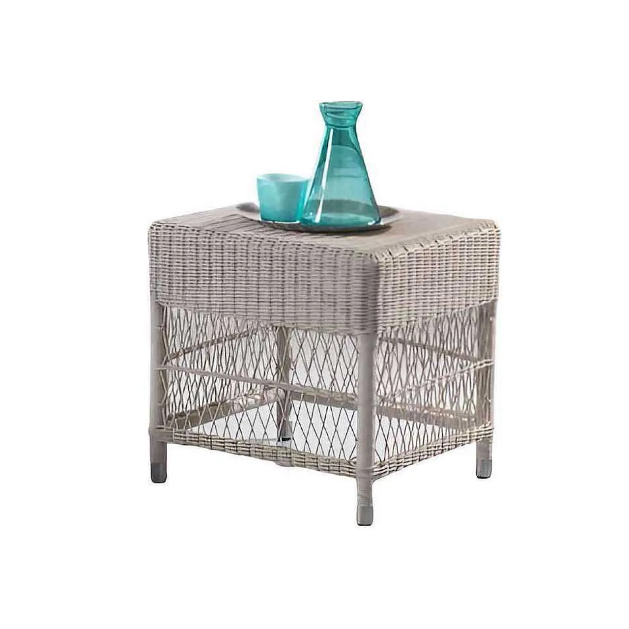 mutoni ethnic Garten Beistelltisch Camille Polyrattan Bianco Wash 45X45> Garten Couchtische Und Beistelltische
