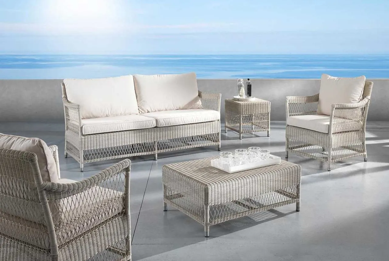 mutoni ethnic Garten Beistelltisch Camille Polyrattan Bianco Wash 45X45> Garten Couchtische Und Beistelltische