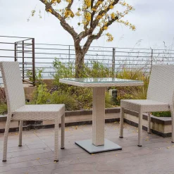 mutoni ethnic Garten Bistrotisch Spritz Polyrattan Bianco Stone> Bistrotische