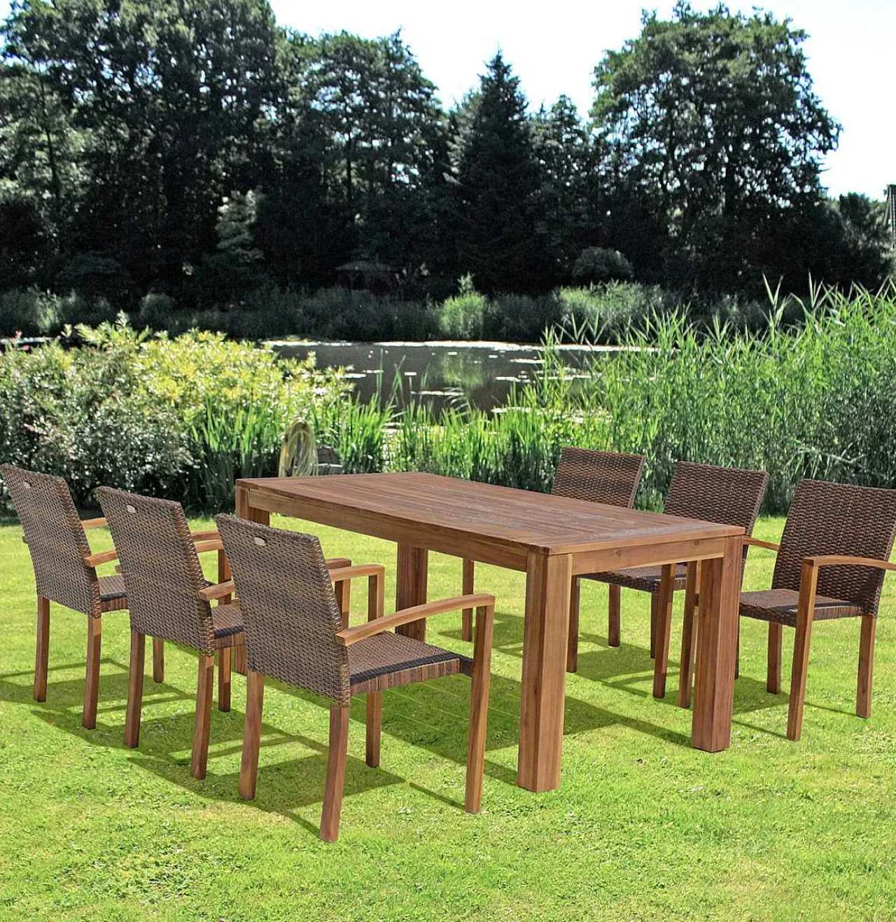 mutoni pleasure Garten Essgruppe Topeka Akazie Braun (7-Tlg)> Garten Essgruppen